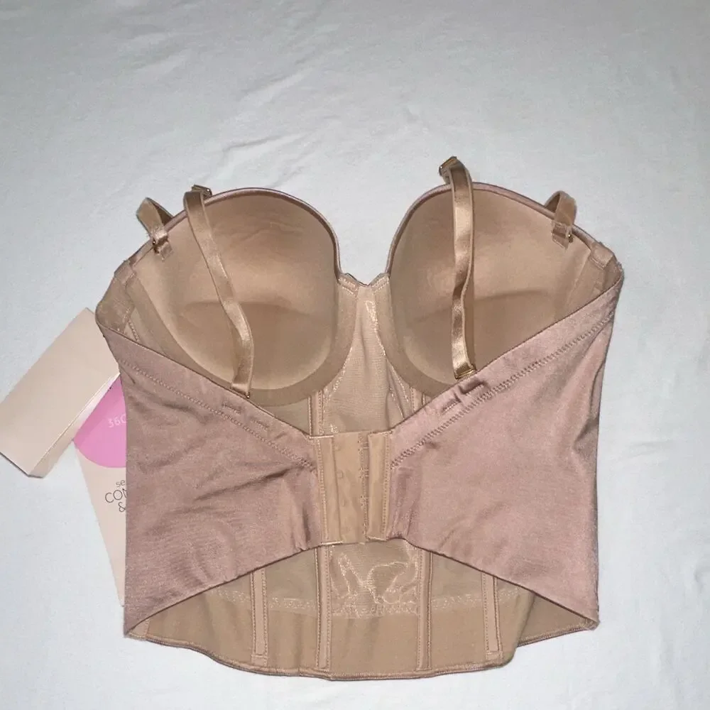 Secret Victoria’s Secret Back Off Baby Low Back Bustier Bra Top 34B Beige